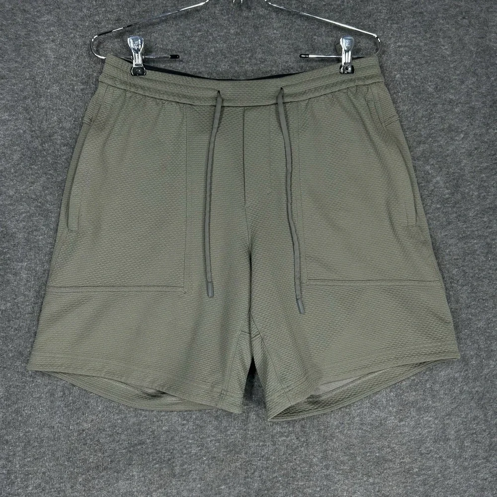 Lululemon Relaxed-Fit Training Short Mens M Green Woven Drawstring 8